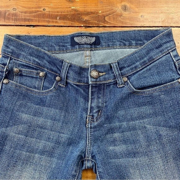 Rock & Republic low rise jeans boot cut blue stretchy denim classic size 28 moto - Picture 9 of 14